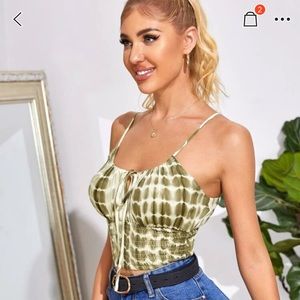 Green/white crop top